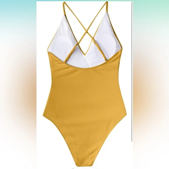 Women's One Piece Ruffle V-Neck Bathing Suit Swimsuits Tummy Control NWT Size XL - Picture 3 of 4